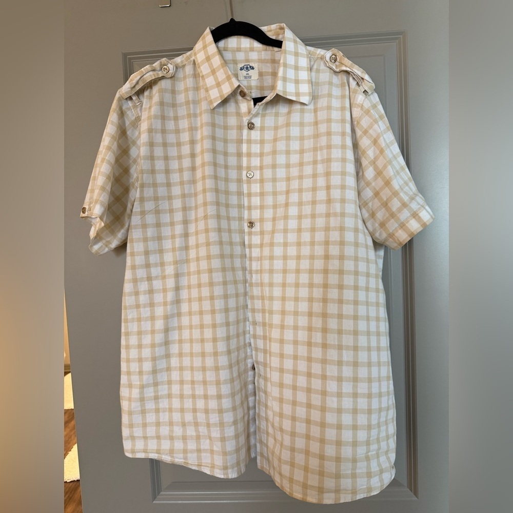 Men's Beige Checkered Shirt